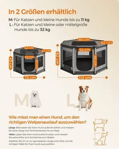 Feandrea Welpenauslauf – Robuster faltbarer Freilauf mit PVC-Rahmen und atmungsaktiven Netzwänden